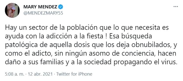 Fuente: Mary Méndez Twitter.