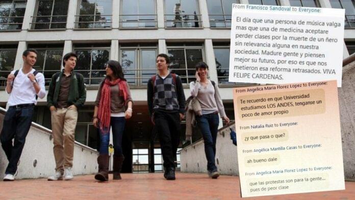 Universidad de los Andes sobre manifestantes