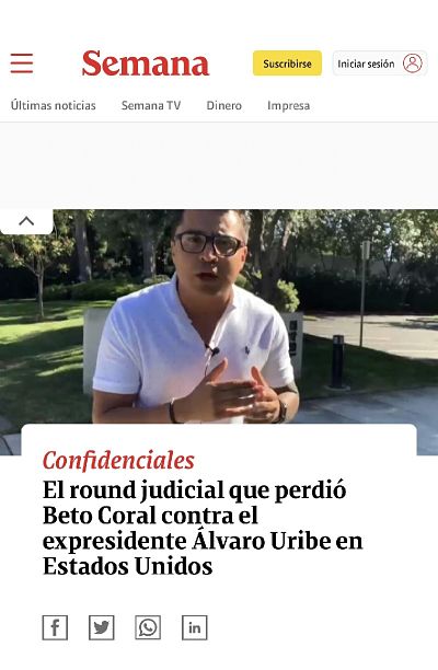 Titular de Revista Semana sobre Beto Coral.