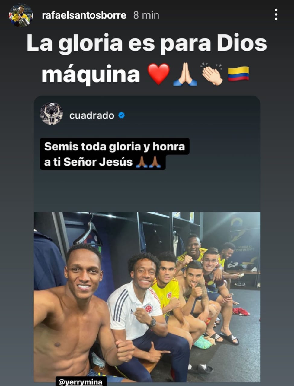 Borré compartió en Instagram el triunfo de la Selección Colombia frente a Uruguay. 