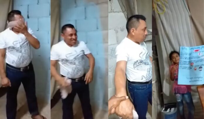 Hombre al parecer de México recibe una sorpresa de su familia