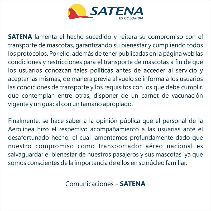 Comunicado Satena