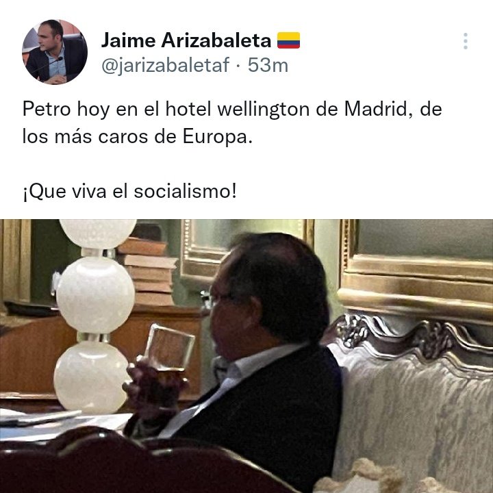 Jaime Aristizabaleta sobre Petro en el hotel Wellington de Madrid