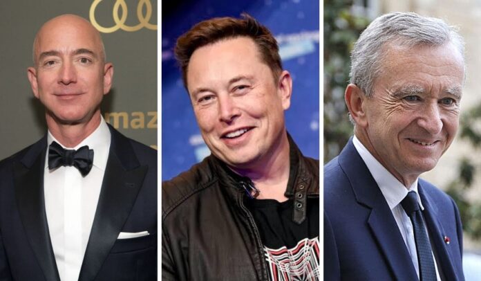 Los 3 hombres más ricos del mundo según Forbes, Elon Musk, Jeff Bezos y Bernard Arnault