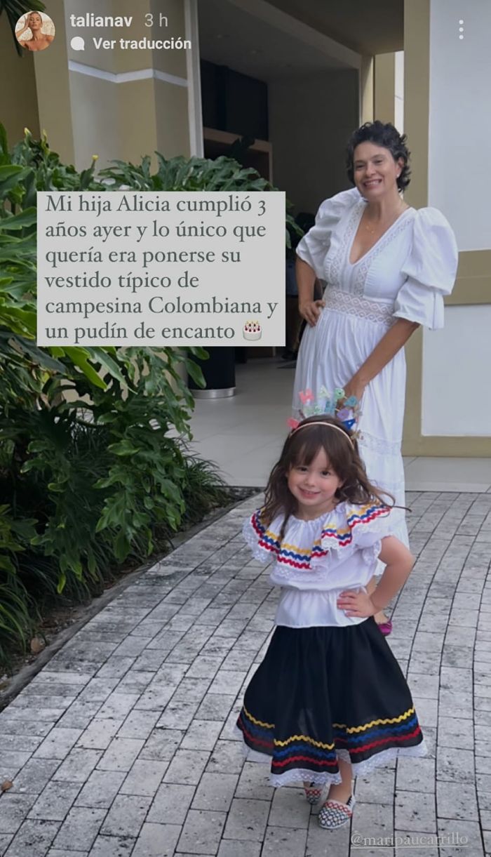 Alicia cumplió 3 años, la hija de Taliana Vargas