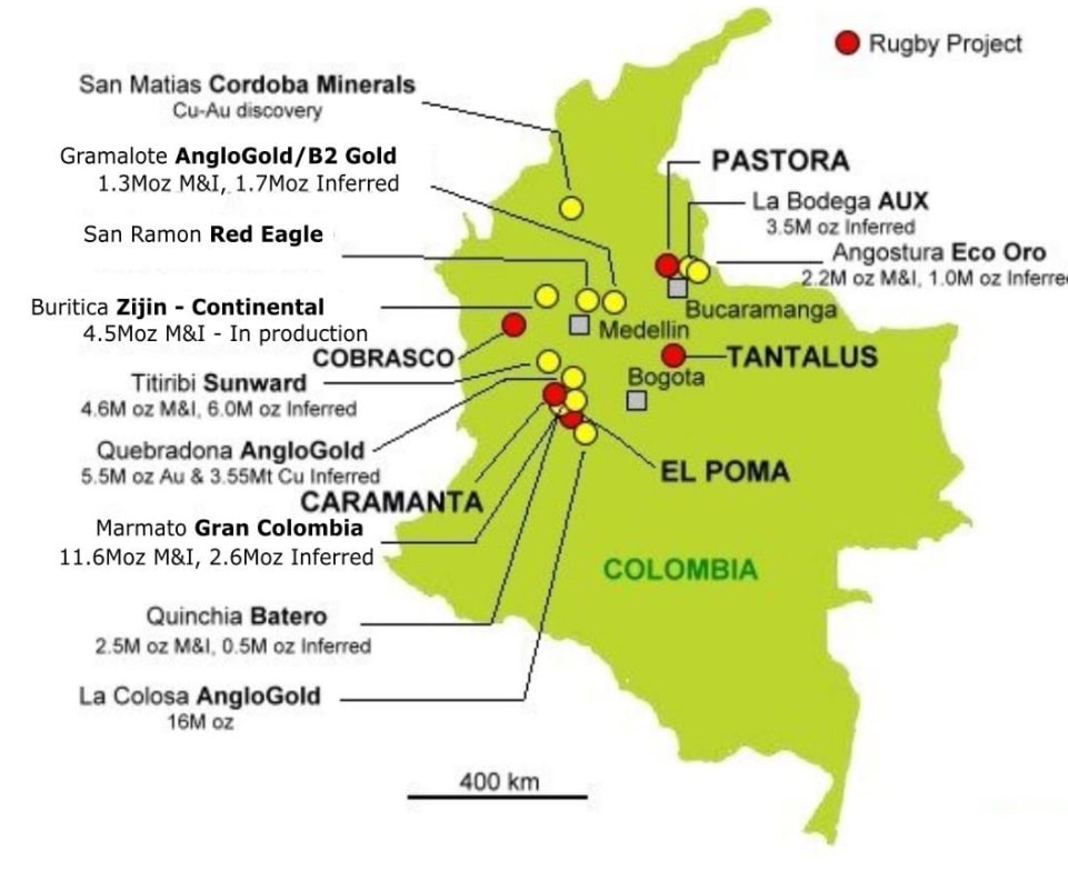 Proyectos auríferos colombianos. Foto Rugby