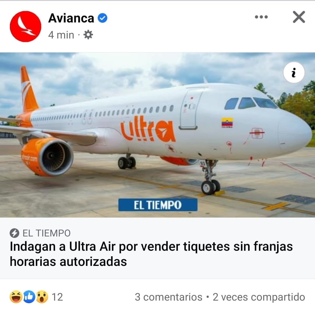 La publicación de Avianca contra Ultra Air