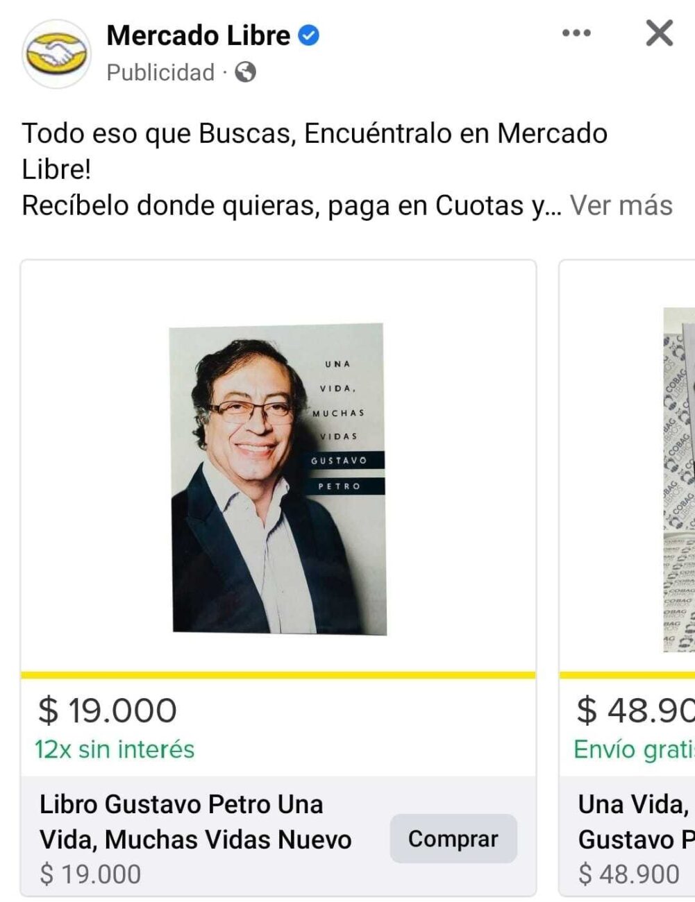 Mercado Libre promociona el libro de Gustavo Petro