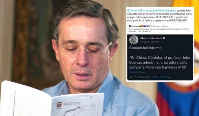 Piden a Twitter cancelar la cuenta de Uribe