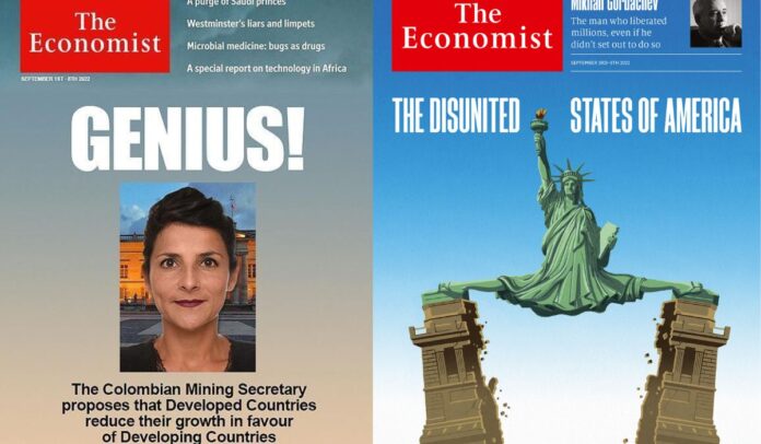 Portada falsa The Economist Portada verdadera The Economist del 01092022