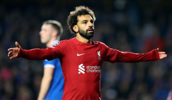 Mohamed Salah anotó un hat-trick de seis minutos contra el Rangers