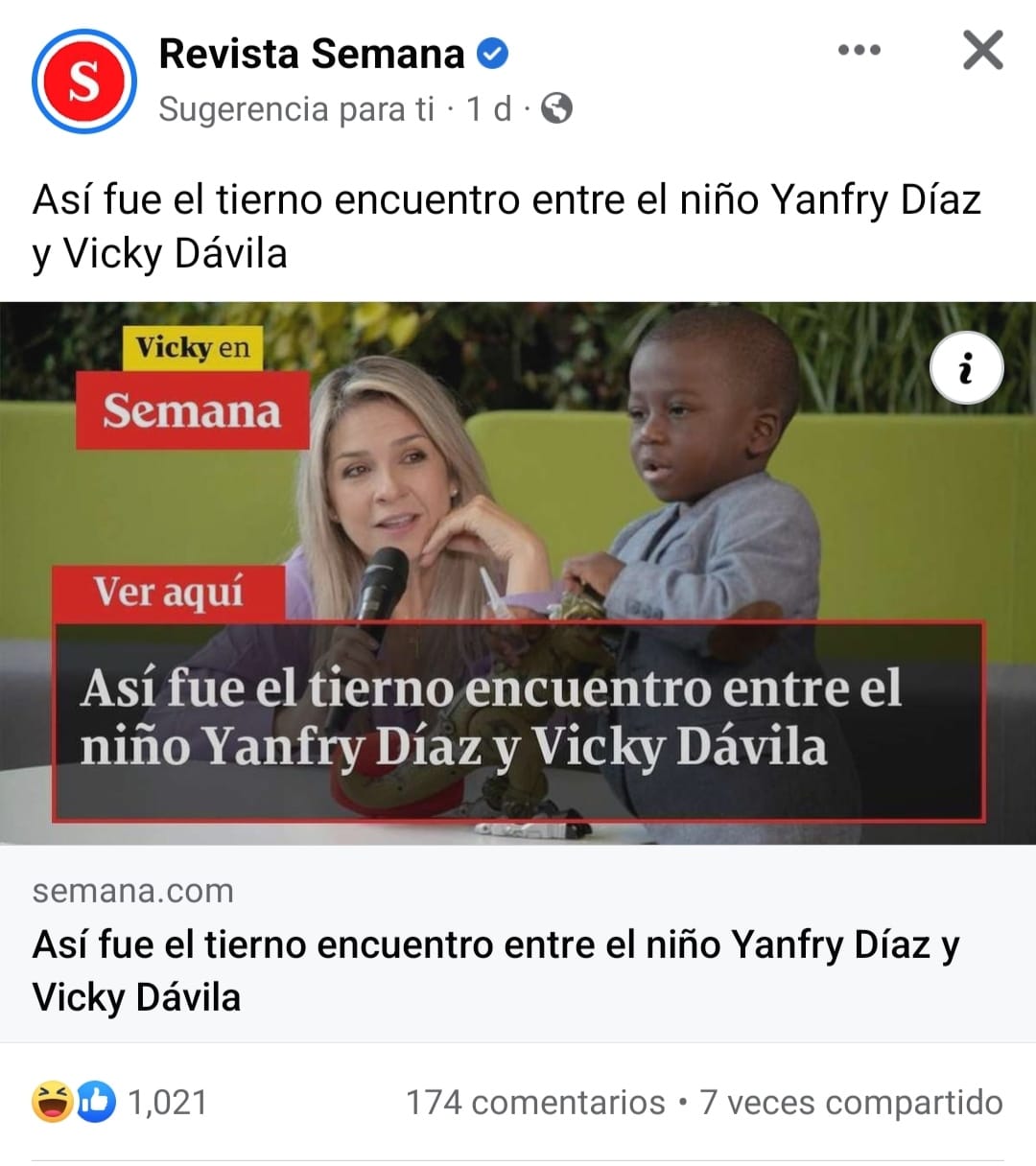Nota de Semana sobre Vicky Dávila y Yanfry Díaz