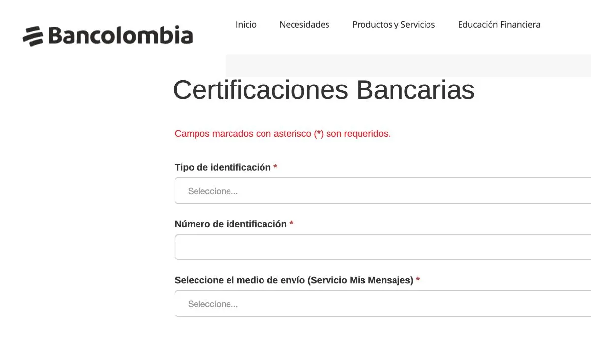 Certificado bancario de Bancolombia