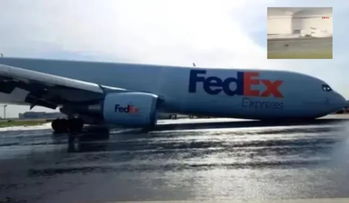 Un avión de carga aterrizó sobre su fuselaje en el aeropuerto de Estambul