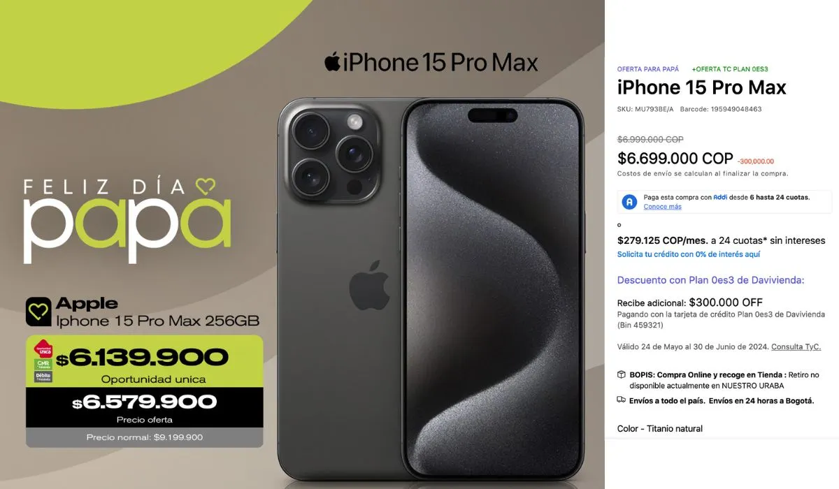 El iPhone 15 pro max en Falabella está más barato