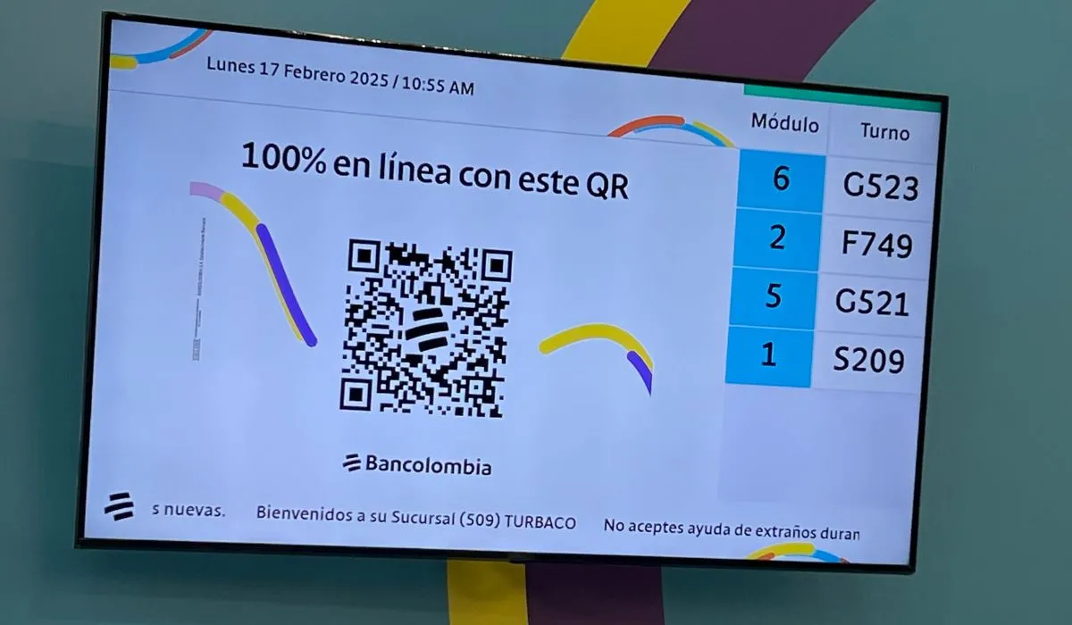 Sucursal Bancolombia, espera de turno