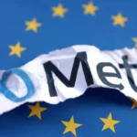 En esta ilustración se ven la bandera de la UE y el logotipo de Meta