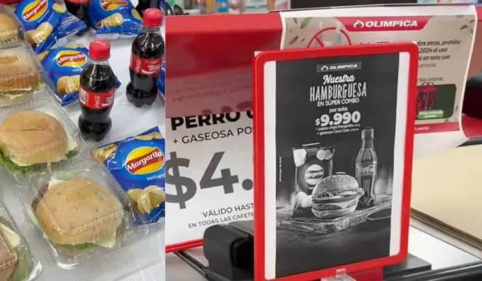 Tiendas Olímpica hamburguesas Olímpica vende combo de hamburguesa a $9.990 en toda Colombia