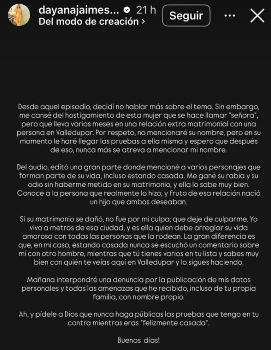 Comunicado Dayana Jaimes