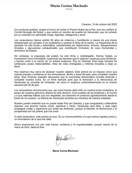 Comunicado de María Corina