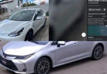 Burbuja de Teslas usados estalla en Colombia tras anuncio de precios oficiales Tesla Model 3 junto a un Toyota Corolla