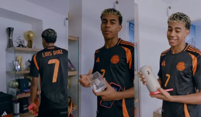 Lamine Yamal con la camiseta de Luis Díaz